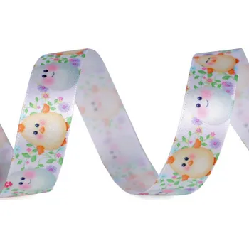 Stuha Stuha Velikonoce šíře 20 a 25 mm kuře, vejce, louka, zajíc Varianta: 1 (25 mm) bílá, Balení: 22.5 m