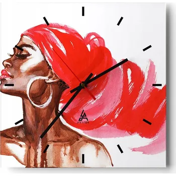 Hodiny Nástěnné hodiny do kuchyně 30x30 Žena Stylové hodiny na skle Loft Tiché