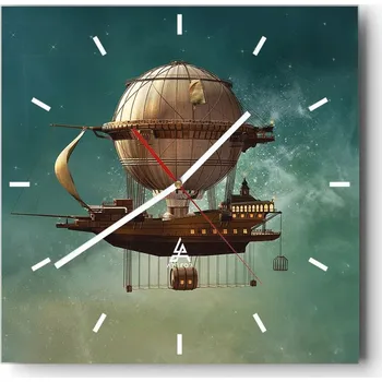 Hodiny Velké nástěnné hodiny 40x40 Retro Skleněné hodiny Čtvercové Tiché