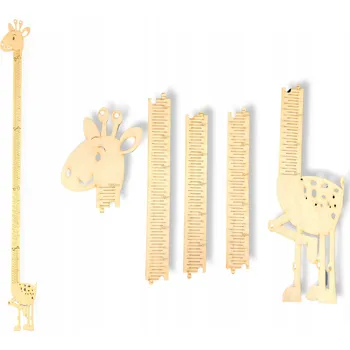 Obraz DŘEVĚNÝ METR, MĚŘÍTKO VÝŠKY NA ZEĎ PRO DĚTI ŽIRAFA 65-165 CM