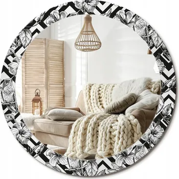 Zrcadlo Dekorativní kulaté zrcadlo s potiskem do koupelny nebo pokoje Kolibříci průměr 80 cm