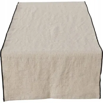 ubrus BĚHOUN NA STŮL OZDOBNÝ BÉŽOVÝ BAVLNĚNÝ MINIMALISTICKÝ S LEMEM JANEA 40X140 CM