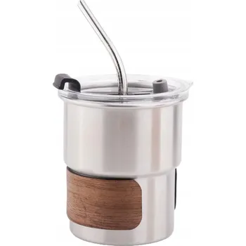 Cestovní nerezový hrnek na kávu s brčkem 250ml