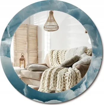 Zrcadlo Zrcadlo nástěnné s ozdobným rámem fi 70 cm Modrý mramor onyx