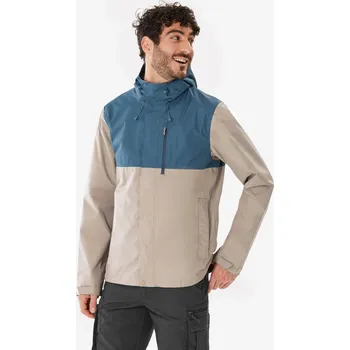 QUECHUA Pánská turistická nepromokavá bunda NH 500 S BÉŽOVÁ|KAŠTANOVÁ|MODRÁ|ŠEDÁ