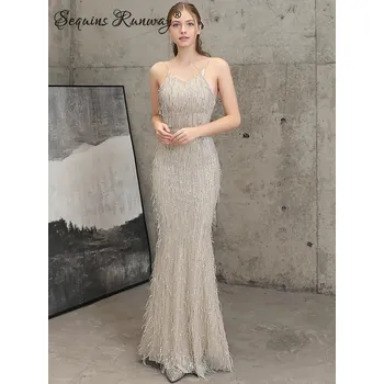 Dámské šaty Večerní šaty dlouhé Sequins SQ1239 Barva: Stříbrná, Velikost: M