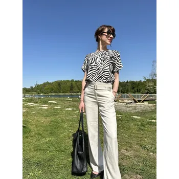 Dámská halenka Halenka So Comfy Piza černo krémová zvířecí vzor Velikost: 36