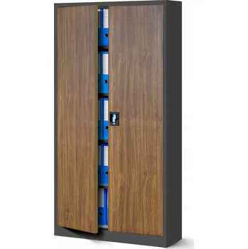 Šatní skříň Kancelářská kovová Skříň JAN NOWAK JAN 185 Eco Design, antracit/ořech