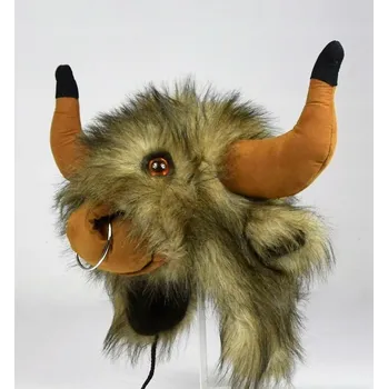 Čepice Legrační zimní čepice BÝK s velkými rohy a prstenem na nosu Barva: Béžová, Velikost: M (55-56)