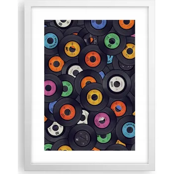 Obraz Obraz plakát v bílém rámu do obýváku 30x40 hudební motiv, plakáty na zeď