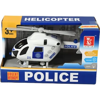 autíčko POLICEJNÍ HELIKOPTÉRA LETADLO BÍLÉ INTERAKTIVNÍ SVĚTLO ZVUK