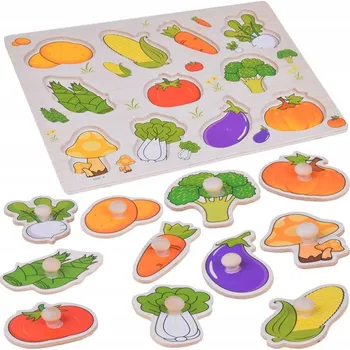 Vzdělávací puzzle puzzle s dřevěnou zeleninou, 11 dílků ZA5258