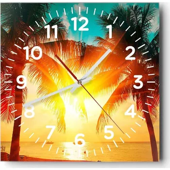 Hodiny Kuchyňské nástěnné hodiny 30x30 Krajina Skleněné hodiny do obýváku Moderní Tiché