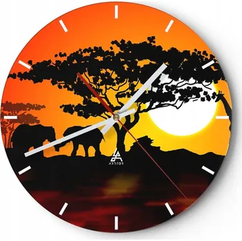 Hodiny Velké nástěnné hodiny 40x40 cm Zvířata Skleněné hodiny Kulatý Tiché