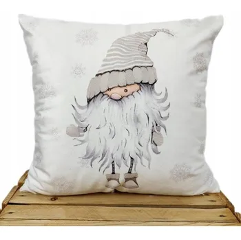 Povlak na polštářek Dekorační vánoční povlak na polštář Skřítek BÉŽOVÝ 40x40 Velvet gnóm Krasnal BÉŽOVÝ