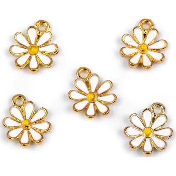 Přívěsek Kovový přívěsek / taháček na zip květ Ø12 mm Varianta: bílá, Balení: 5 ks