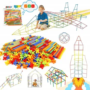 ostatní stavebnice Stavební Stavebnice brčka slámky , stavební tyčinky, 600 dílů brček