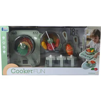 Dětská kuchyňka DĚTSKÁ KUCHYŇKA JAKO SKUTEČNÁ VARNÁ DESKA SPORÁK HRNCE PŘÍSLUŠENSTVÍ