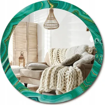 Zrcadlo Moderní dekorativní kulaté zrcadlo s potiskem Loft Agát mramor průměr 90 cm