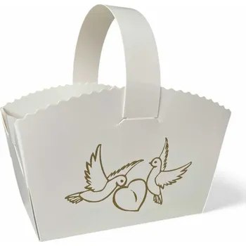 Svatební dekorace Košíčky na svatební koláčky s holubičkami, 10ks