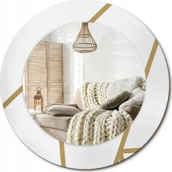 Zrcadlo Zrcadlo nástěnné s ozdobným skleněným rámem Lineární kompozice průměr 50 cm