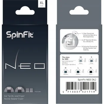 Příslušenství pro čtečku elektronické knihy SpinFit NEO -- Velikost XL -- Silikonové nástavce do uší -- Nástupce CP100 / CP100+