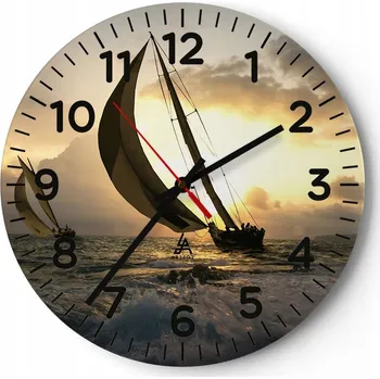 Hodiny Kuchyňské nástěnné hodiny 30x30 Krajina Moderní Skleněné hodiny do obýváku Tiché