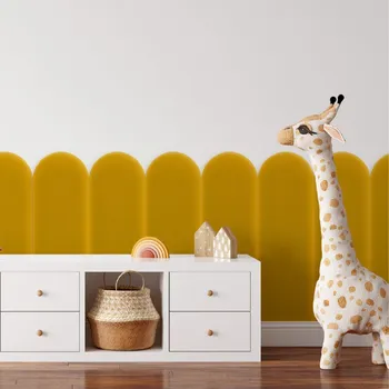 Obklad Sametový čalouněný panel - Oblouk - 20x60cm Žlutá