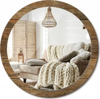 Zrcadlo Dekorativní zrcadlo s ozdobným kulatým rámem Staré dřevo XXL průměr 100 cm