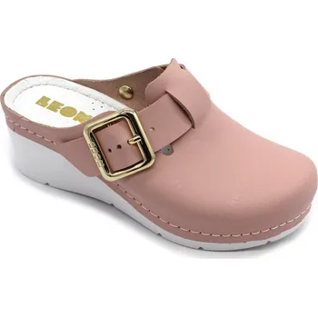 Dámská obuv Leon 1024 Dámské kožené pantofle na klínku - Růžová Velikost: 36