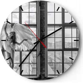 Hodiny Velké nástěnné hodiny na zeď 40x40 Žena Skleněné hodiny Kulatý Tiché