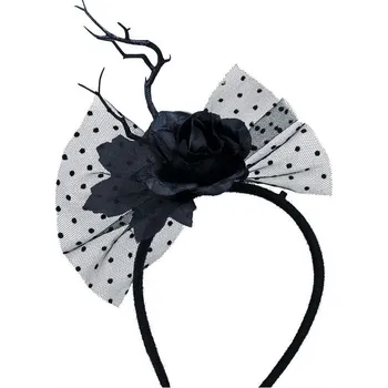 Karnevalový doplněk Fascinátor s černým peřím - na čelence