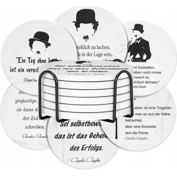 BLOOOK Sada keramických podložek pod hrnek s Charlie Chaplinem