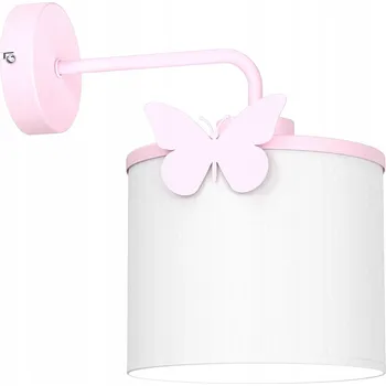 Nástěnné svítidlo Dětská nástěnná lampa růžová s ozdobným bílým stínidlem a motýlem Luminex