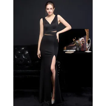 Dámské šaty Sexy dlouhé šaty na svatbu Sequins SQ1161 Barva: Černá, Velikost: XL