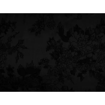 Satén / imitace hedvábí květovaný vzor Varianta: 3 černá, Balení: 1 m