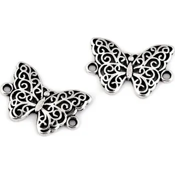 Přívěsek Filigránový dekorační našívací motýl, mandala, srdce, strom života Varianta: 3 platina motýl, Balení: 20 ks