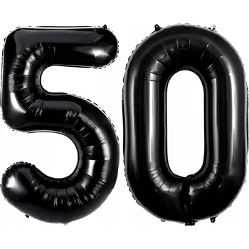 Balónek Balónky k 50. narozeninám Černé fóliové číslice Velké Padesátka XL 100 cm