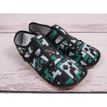 Chlapecké bačkory RAWEKS Přezůvky papuče BAREFOOT Zuzia 19B Craft zelené velikost: 29