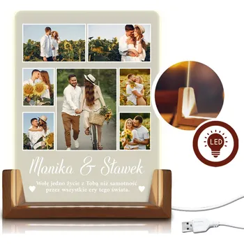 Obraz Dřevěná LED lampa Rámeček s vaší fotografií - valentýnský Dárek Pro Ni