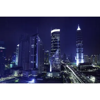 Obraz Plakát Pohled na mrakodrapy v noci bez rámu 30 x 20 cm