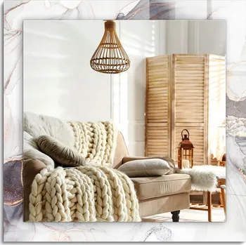 Zrcadlo Zrcadlo nástěnné s ozdobným rámem Abstraktní mramorový vzor 60x60 cm