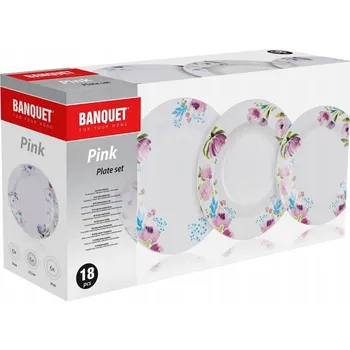 Talíř JÍDELNÍ SOUPRAVA pro 6 osob RŮŽOVÉ KVĚTY BANQUET talíře jídelna servis