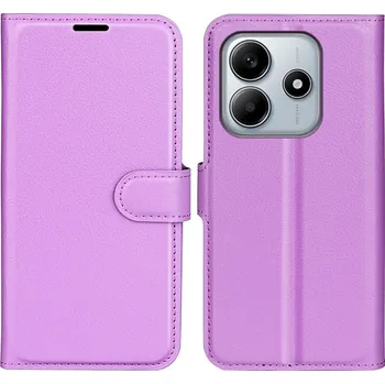 Pouzdro na mobilní telefon Litchi knížkové pouzdro na Xiaomi Redmi Note 14 5G - fialové