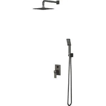 Sprchový set OMNIRES Slide - Sprchový set s baterií pod omítku, s tělesem, 20x20 cm, 3 proudy, kartáčovaný grafit SYSSL12GR