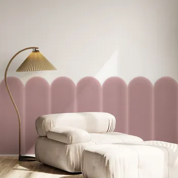 Obklad Sametový čalouněný panel - Oblouk - 20x80cm Růžová