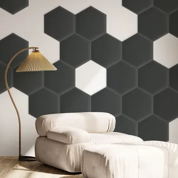 Obklad Sametový čalouněný panel - Šestiúhelník - 26x30cm Grafit