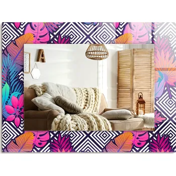 Zrcadlo Dekorativní zrcadlo s ozdobným potiskem Barevné tropické listy 80x60 cm