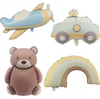 Balónek FÓLIOVÉ BALÓNKY S ČÍSLEM 4 SADA MEDVÍDEK DUHA NAROZENINOVÁ PÁRTY