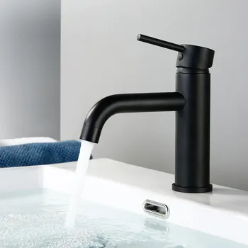 Vodovodní baterie Černá umyvadlová baterie Blackie Noir, pákové ovládání, mosaz / matná černá (EA2409)